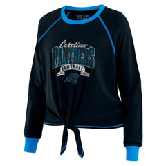 Carolina Panthers WEAR by Erin Andrews Women's Tie-Front Long Sleeve Top - Black/Blue outlet
