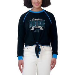 Carolina Panthers WEAR by Erin Andrews Women's Tie-Front Long Sleeve Top - Black/Blue outlet