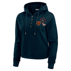 Chicago Bears WEAR by Erin Andrews Women's Waffle Hoodie Pullover Top - Navy cheap