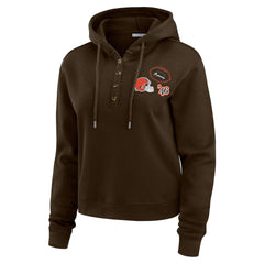 Cleveland Browns WEAR by Erin Andrews Women's Waffle Hoodie Pullover Top - Brown cheap