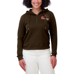 Cleveland Browns WEAR by Erin Andrews Women's Waffle Hoodie Pullover Top - Brown cheap