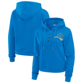 Los Angeles Chargers WEAR by Erin Andrews Women's Waffle Hoodie Pullover Top - Powder Blue on sale