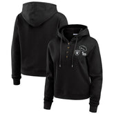 Las Vegas Raiders WEAR by Erin Andrews Women's Waffle Hoodie Pullover Top - Black cheap
