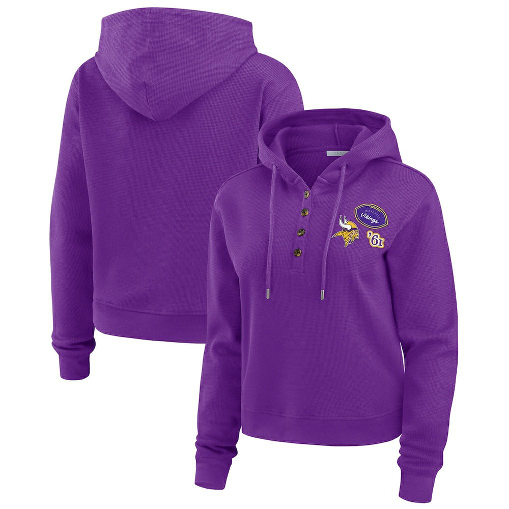 Minnesota Vikings WEAR by Erin Andrews Women's Waffle Hoodie Pullover Top - Purple for sale