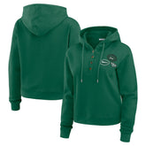 New York Jets WEAR by Erin Andrews Women's Waffle Hoodie Pullover Top - Green outlet
