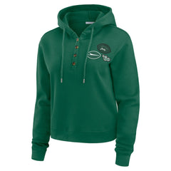 New York Jets WEAR by Erin Andrews Women's Waffle Hoodie Pullover Top - Green outlet