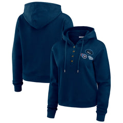 Tennessee Titans WEAR by Erin Andrews Women's Waffle Hoodie Pullover Top - Navy cheap