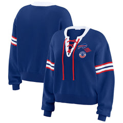 Buffalo Bills WEAR by Erin Andrews Women's Lace-Up Pullover Sweatshirt - Royal online