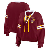 Washington Commanders WEAR by Erin Andrews Women's Lace-Up Pullover Sweatshirt - Burgundy on sale