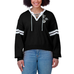 Las Vegas Raiders WEAR by Erin Andrews Women's Lace-Up Pullover Sweatshirt - Black online