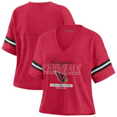 Arizona Cardinals WEAR by Erin Andrews Women's Color Block Boxy Modest Crop V-Neck T-Shirt - Cardinal online