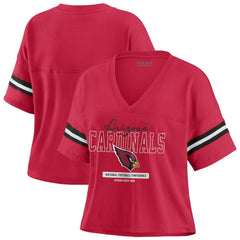 Arizona Cardinals WEAR by Erin Andrews Women's Color Block Boxy Modest Crop V-Neck T-Shirt - Cardinal online