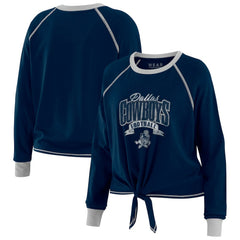 Dallas Cowboys WEAR by Erin Andrews Women's Tie-Front Long Sleeve Top - Navy/ online