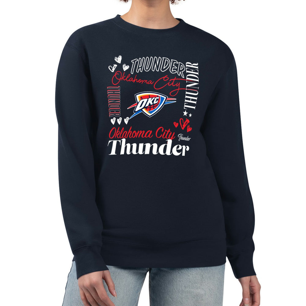 Oklahoma City Thunder G-III 4Her by Carl Banks Women's Collage Team Graphic Fleece Pullover Sweatshirt - Navy on sale