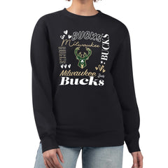 Milwaukee Bucks G-III 4Her by Carl Banks Women's Collage Team Graphic Fleece Pullover Sweatshirt - Black sale