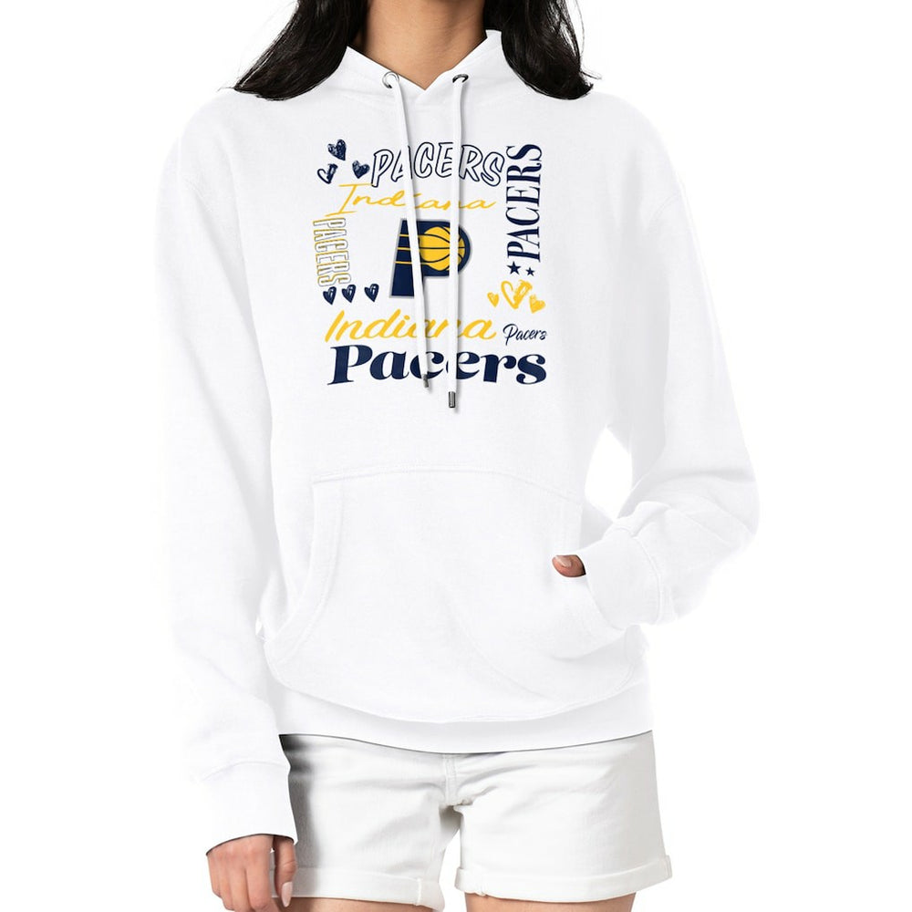 Indiana Pacers G-III 4Her by Carl Banks Women's Team Collage Graphic Fleece Pullover Hoodie - White outlet
