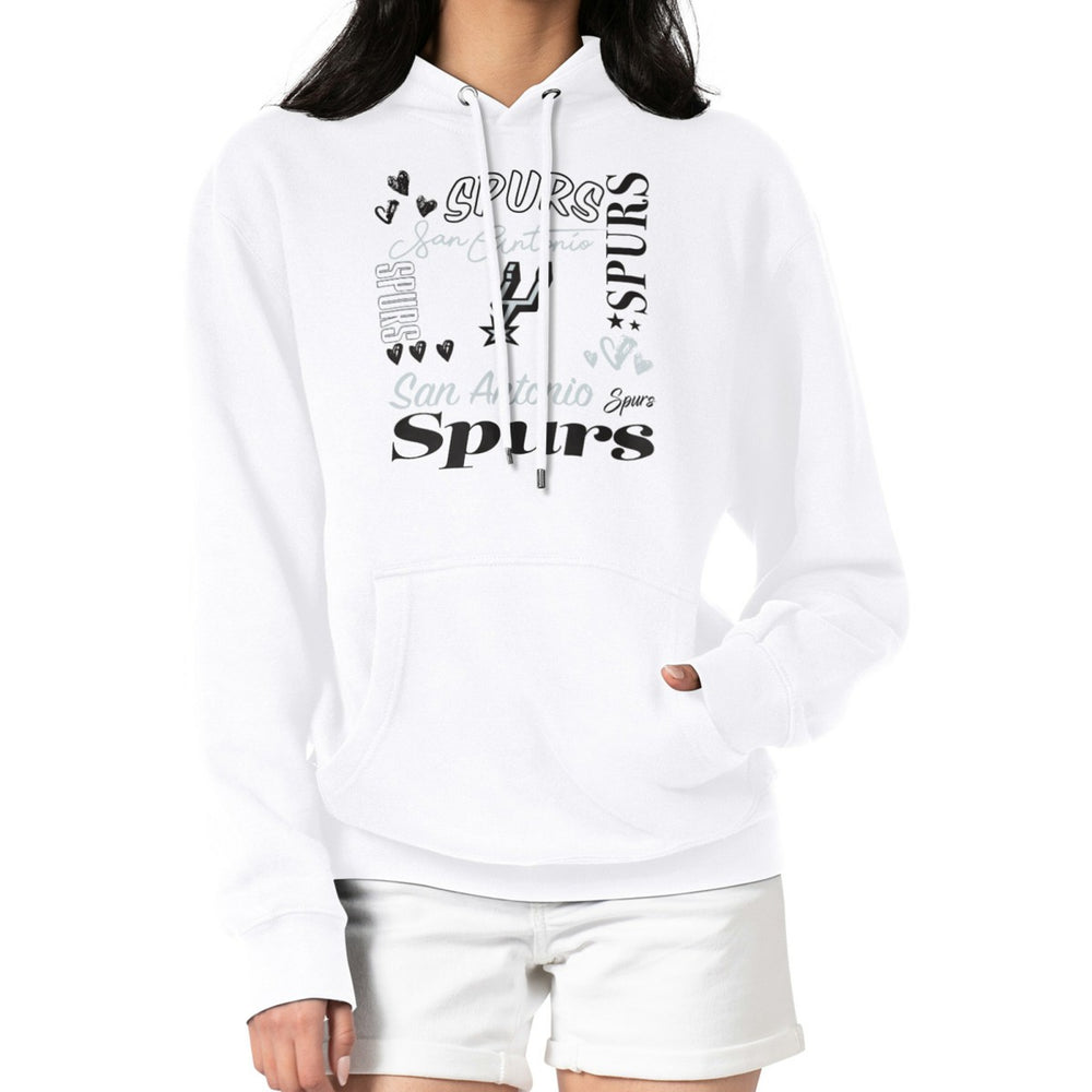 San Antonio Spurs G-III 4Her by Carl Banks Women's Team Collage Graphic Fleece Pullover Hoodie - White sale