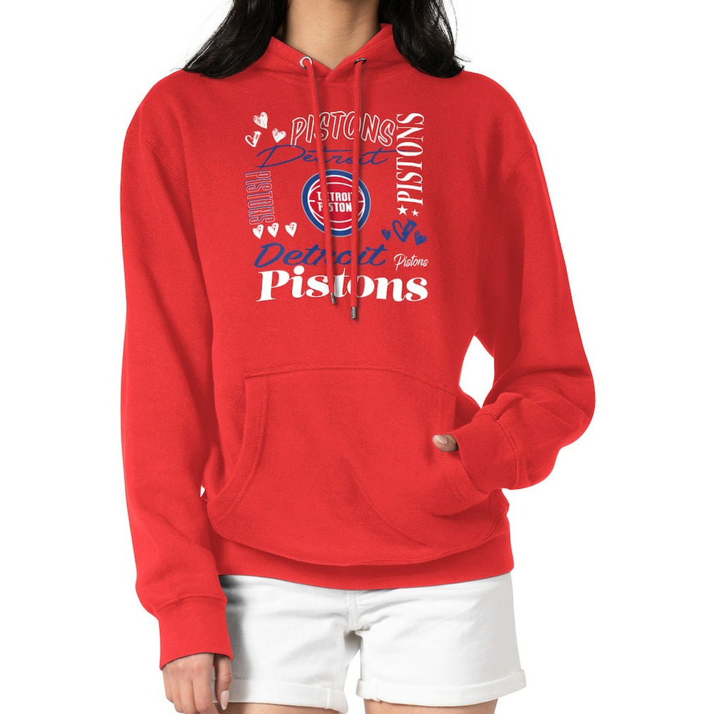 Detroit Pistons G-III 4Her by Carl Banks Women's Team Collage Graphic Fleece Pullover Hoodie sale - Red on sale