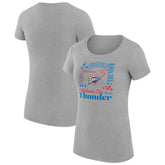 Oklahoma City Thunder G-III 4Her by Carl Banks Women's Super-Slim Fit Lightweight Team Name Collage Graphic T-Shirt - Heather Gray outlet