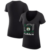 Boston Celtics G-III 4Her by Carl Banks Women's Super-Slim Fit Lightweight Team Name Collage Graphic V-Neck T-Shirt - Black for sale