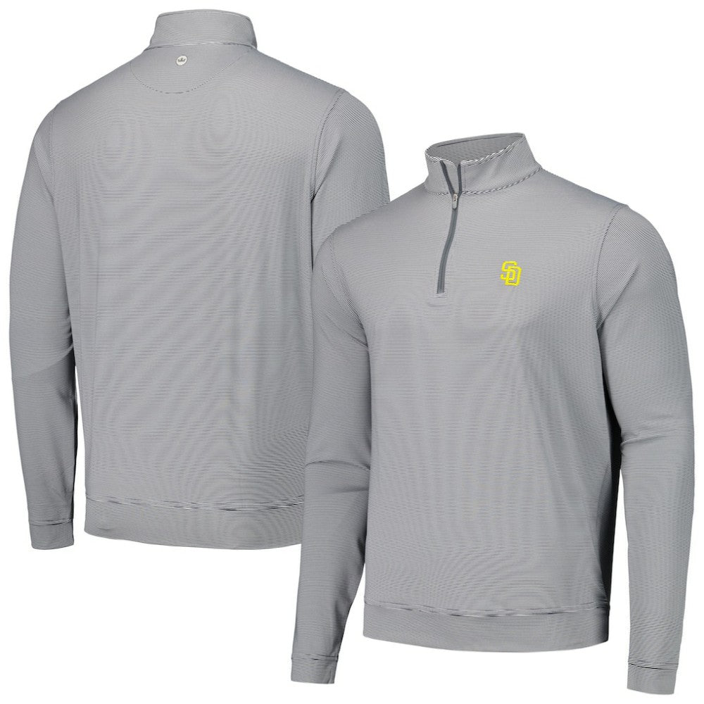 San Diego Padres Peter Millar Perth Sugar Stripe Performance Quarter-Zip Top - Black