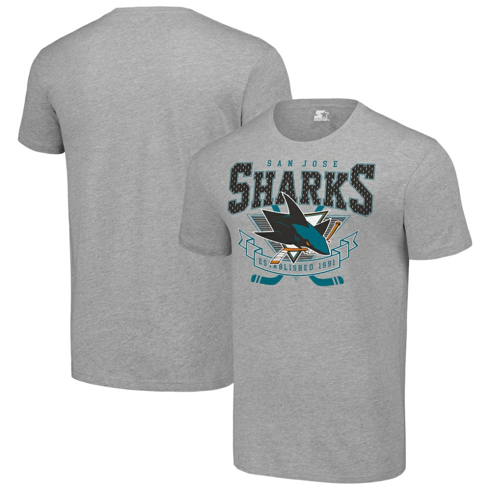 San Jose Sharks Starter Team Logo Graphic T-Shirt Heather Gray