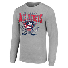 Columbus Blue Jackets Starter '80s Inspired Team Logo Long Sleeve T-Shirt Heather Gray