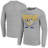 Nashville Predators Starter '80s Inspired Team Logo Long Sleeve T-Shirt Heather Gray
