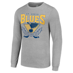 St. Louis Blues Starter '80s Inspired Team Logo Long Sleeve T-Shirt Heather Gray