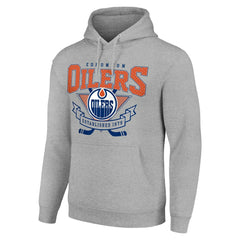 Edmonton Oilers Starter Team Logo Graphic Fleece Tri-Blend Pullover Hoodie Heather Gray