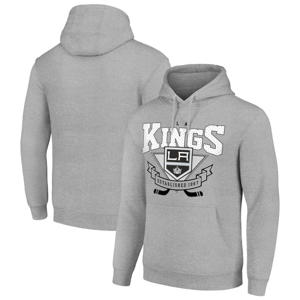 Los Angeles Kings Starter Team Logo Graphic Fleece Tri-Blend Pullover Hoodie Heather Gray