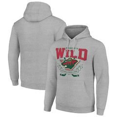 Minnesota Wild Starter Team Logo Graphic Fleece Tri-Blend Pullover Hoodie Heather Gray