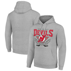 New Jersey Devils Starter Team Logo Graphic Fleece Tri-Blend Pullover Hoodie Heather Gray