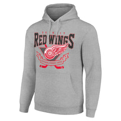 Detroit Red Wings Starter Team Logo Graphic Fleece Tri-Blend Pullover Hoodie Heather Gray
