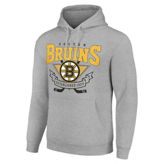 Boston Bruins Starter Team Logo Graphic Fleece Tri-Blend Pullover Hoodie Heather Gray
