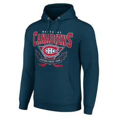 Montreal Canadiens Starter Team Logo Graphic Fleece Tri-Blend Pullover Hoodie Navy