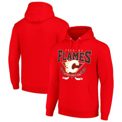 Calgary Flames Starter Team Logo Graphic Fleece Tri-Blend Pullover Hoodie Red