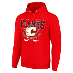 Calgary Flames Starter Team Logo Graphic Fleece Tri-Blend Pullover Hoodie Red