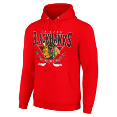 Chicago Blackhawks Starter Team Logo Graphic Fleece Tri-Blend Pullover Hoodie Red