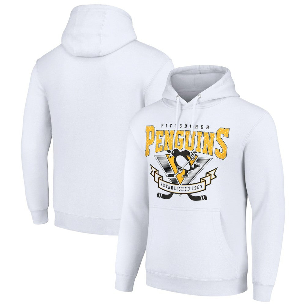 Pittsburgh Penguins Starter Team Logo Graphic Fleece Tri-Blend Pullover Hoodie White