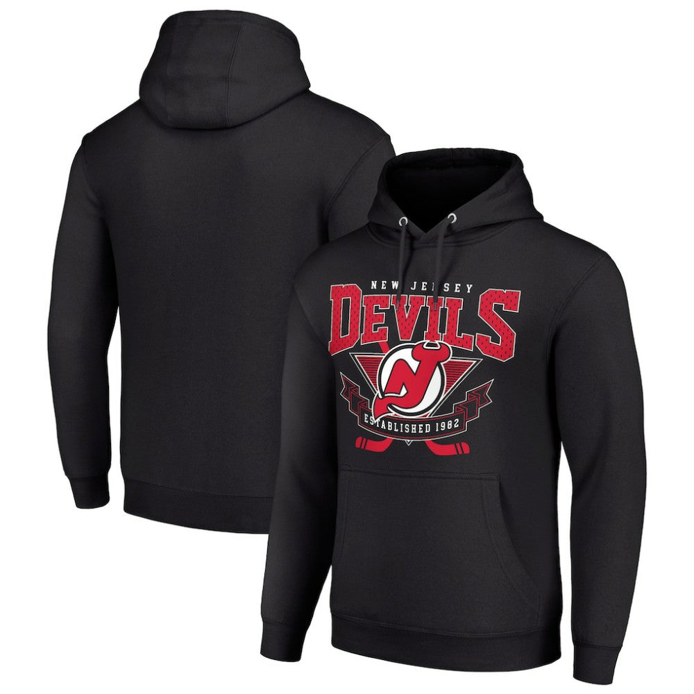 New Jersey Devils Starter Team Logo Graphic Fleece Tri-Blend Pullover Hoodie Black