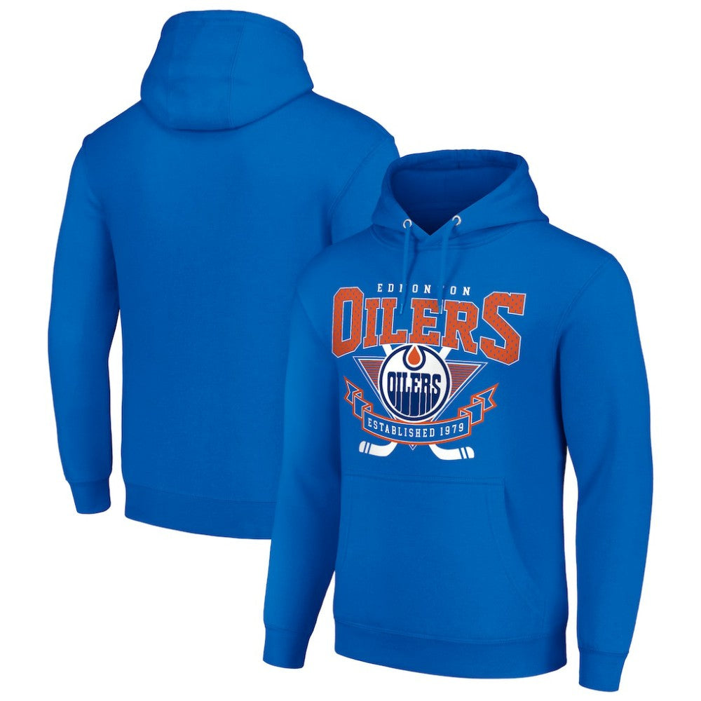 Edmonton Oilers Starter Team Logo Graphic Fleece Tri-Blend Pullover Hoodie Royal