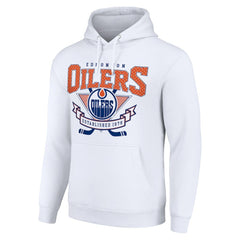 Edmonton Oilers Starter Team Logo Graphic Fleece Tri-Blend Pullover Hoodie White