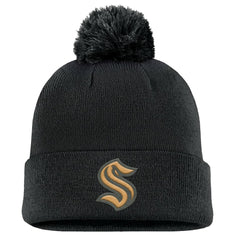 Seattle Kraken Fanatics Military Appreciation Cuffed Knit Hat with Pom Black