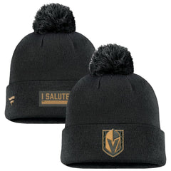 Vegas Golden Knights Fanatics Military Appreciation Cuffed Knit Hat with Pom Black