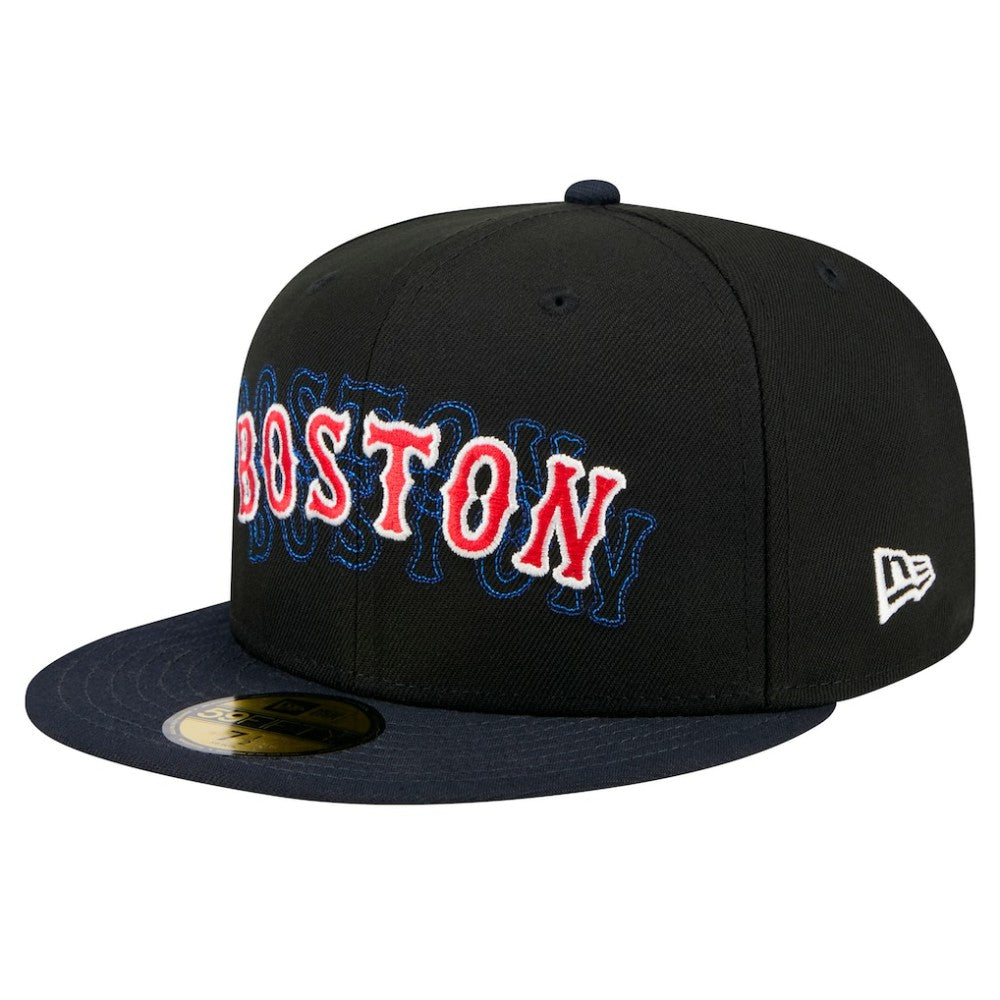 Boston Red Sox Shadow Stitch 59FIFTY Fitted Hat - Black | New Era