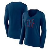 Houston Texans Women's Secondary Logo Long Sleeve V-Neck T-Shirt - Navy sale