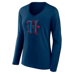 Houston Texans Women's Secondary Logo Long Sleeve V-Neck T-Shirt - Navy sale