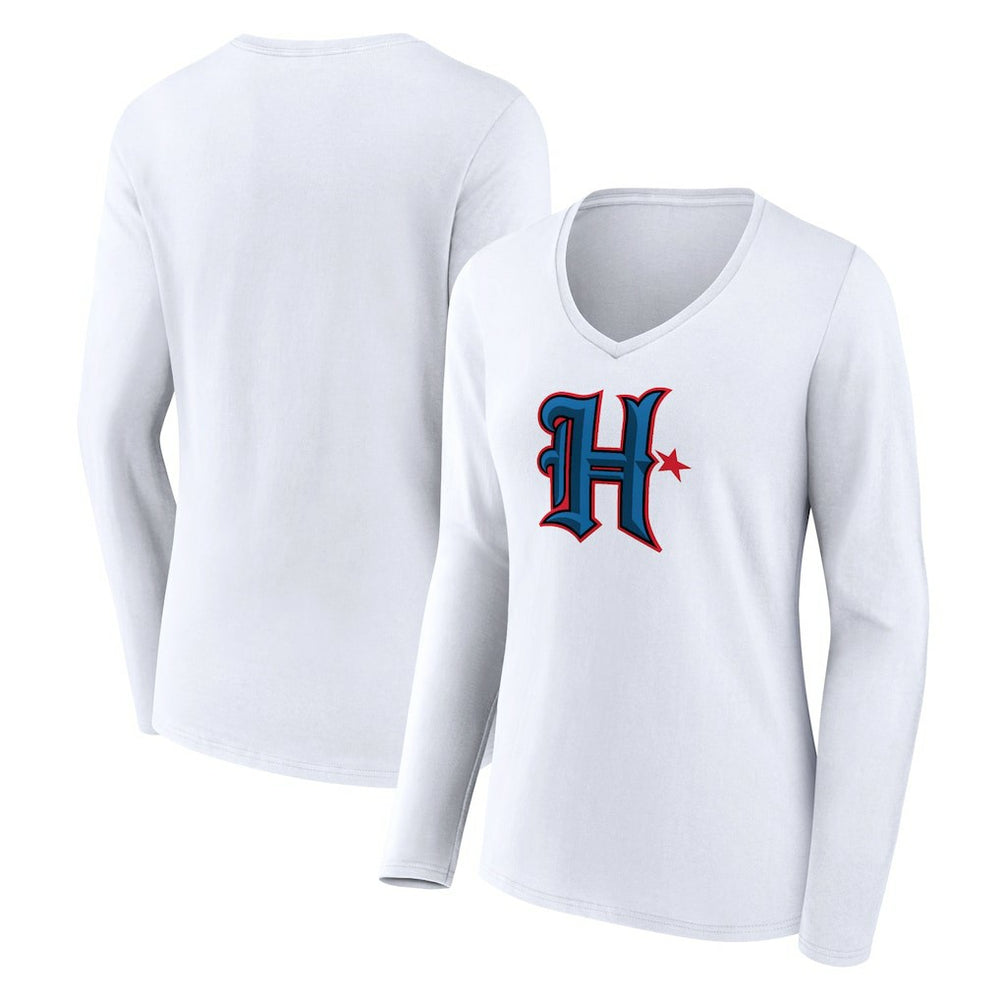 Houston Texans Women's Secondary Logo Long Sleeve V-Neck T-Shirt - White cheap