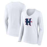 Houston Texans Women's Secondary Logo Long Sleeve V-Neck T-Shirt - White cheap